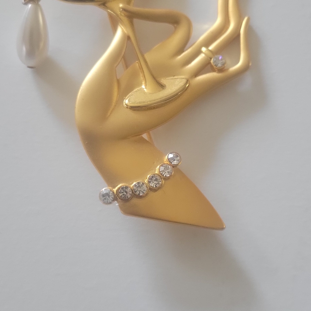 Blazer Brooch: Gold Hand Brooch with Crystal Accents - Women Jewelry